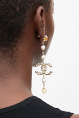 Chanel Silver & Multicolour Jewel CC Drop Earrings