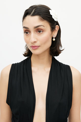 Chanel CC Drop Pearl Earrings