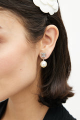 Chanel CC Drop Pearl Earrings