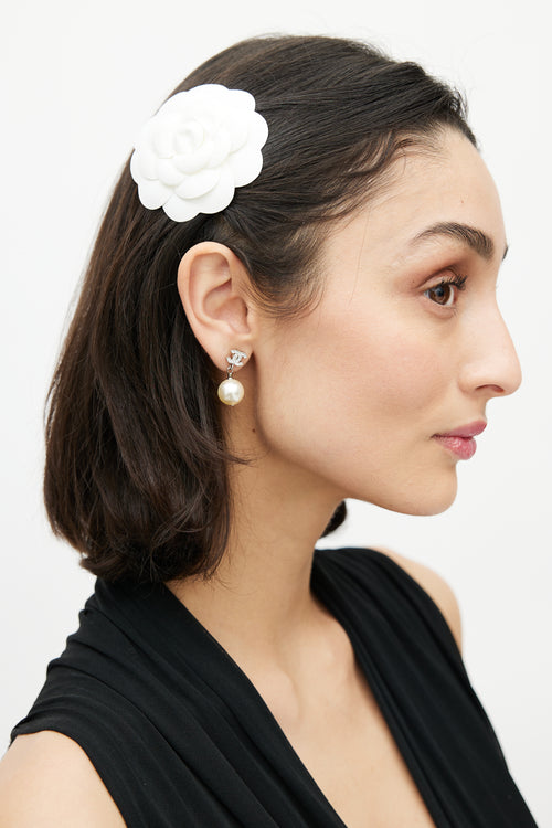 Chanel CC Drop Pearl Earrings