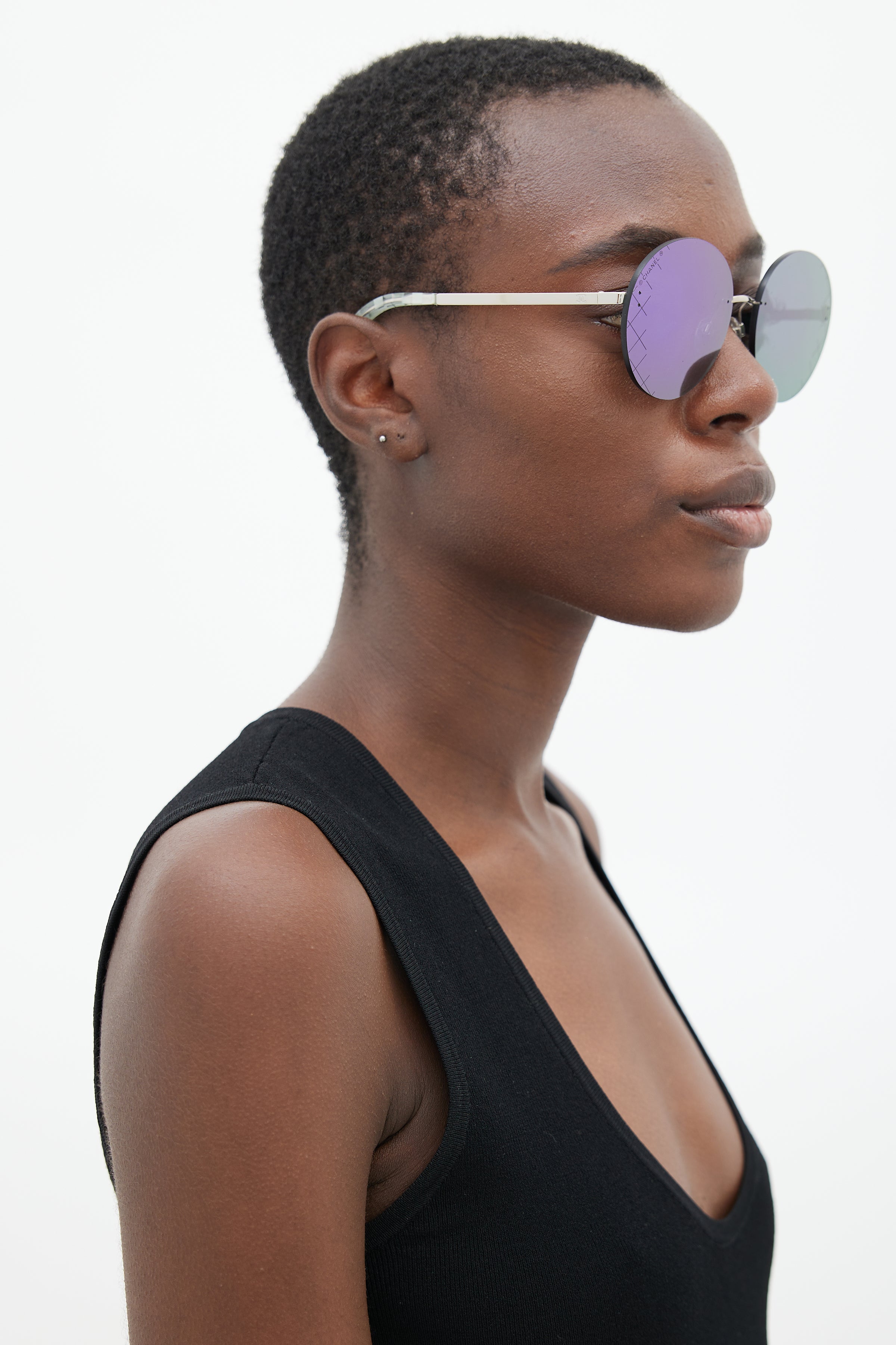 Chanel // Silver & Purple 4216 Round Rimless Sunglasses – VSP Consignment