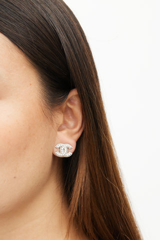 Chanel Silver Sparkle CC Earring
