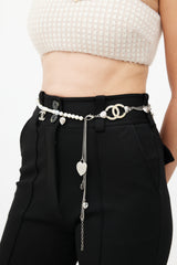 Chanel Fall 2004 Silver & Pearl Charm Mademoiselle Belt