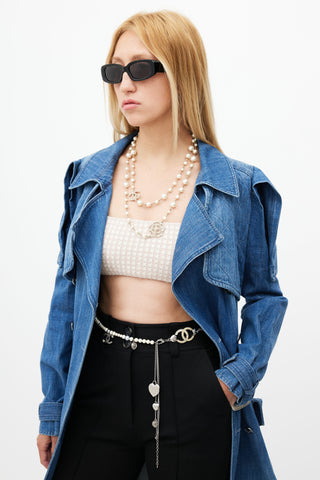 Chanel Fall 2004 Silver & Pearl Charm Mademoiselle Belt