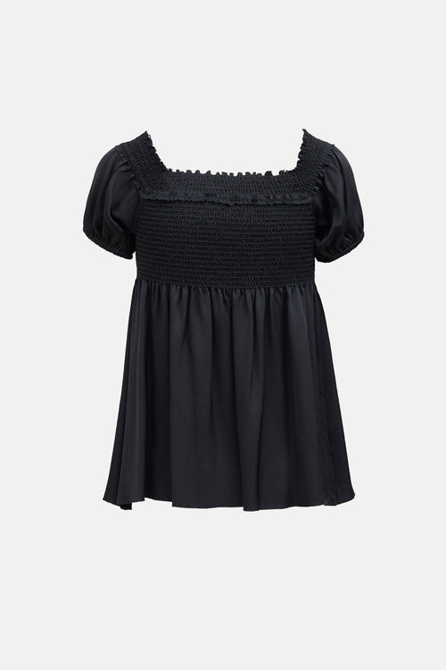 Chanel Fall 2005 Black Silk Smocked Top