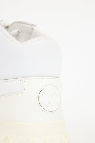 Chanel White Leather CC Sneaker