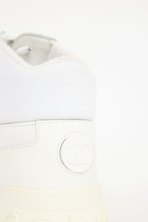 Chanel White Leather CC Sneaker
