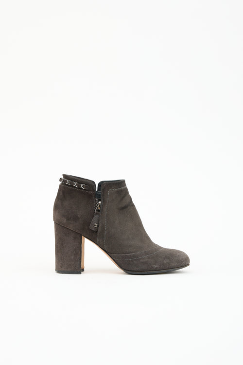 Chanel Sparkle Suede Chain Boot