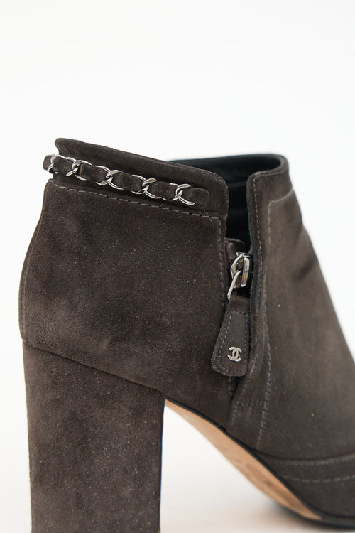 Chanel Sparkle Suede Chain Boot