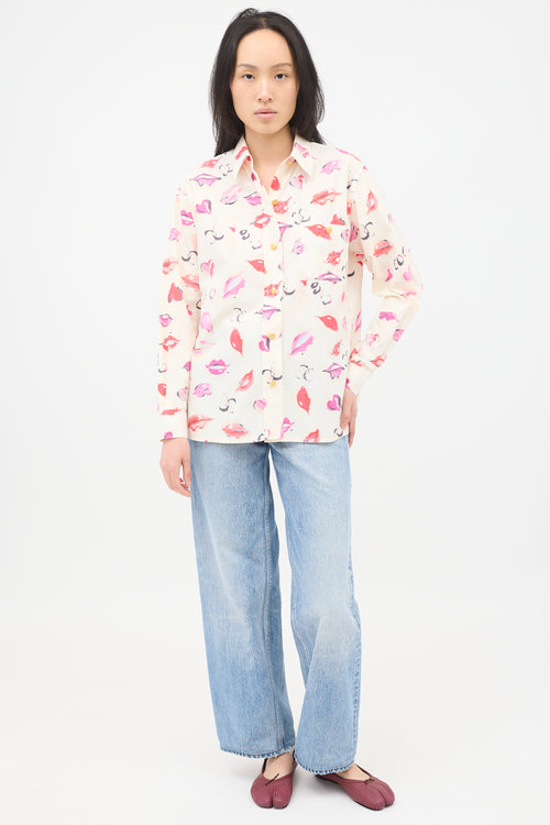 Chanel Spring 1995 CC Lip Print Shirt