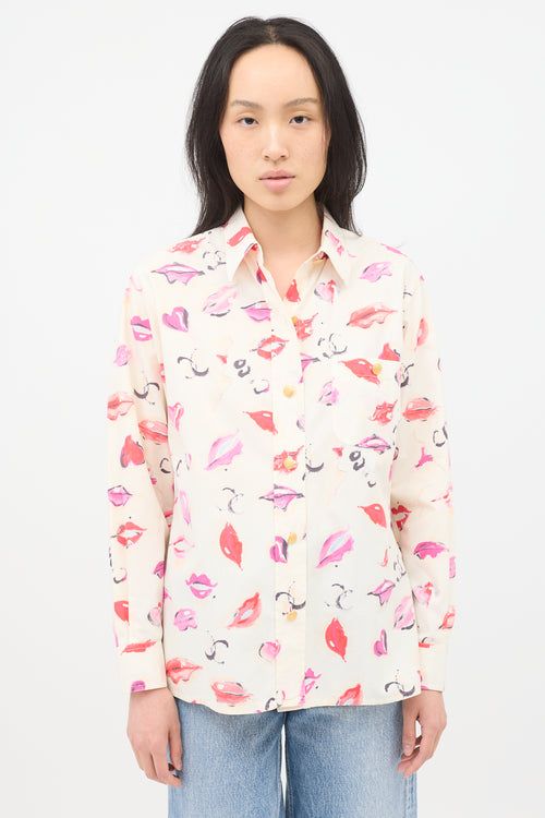 Chanel Spring 1995 CC Lip Print Shirt