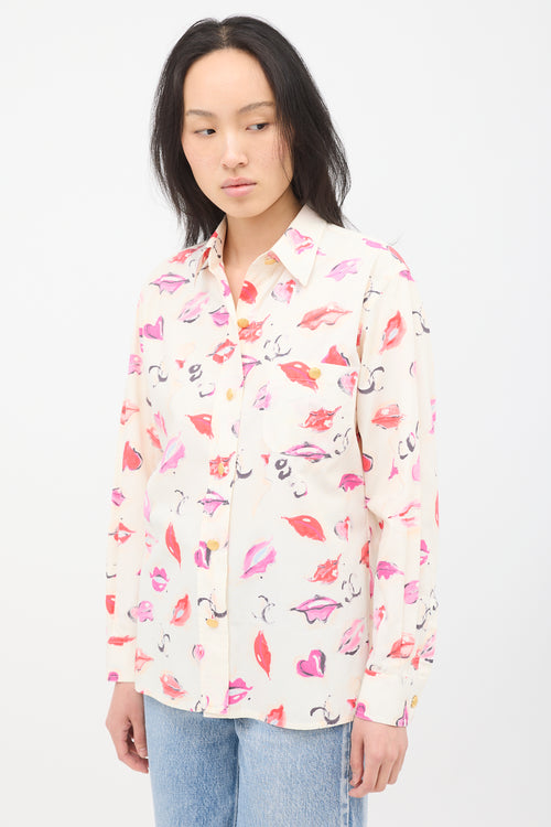 Chanel Spring 1995 CC Lip Print Shirt
