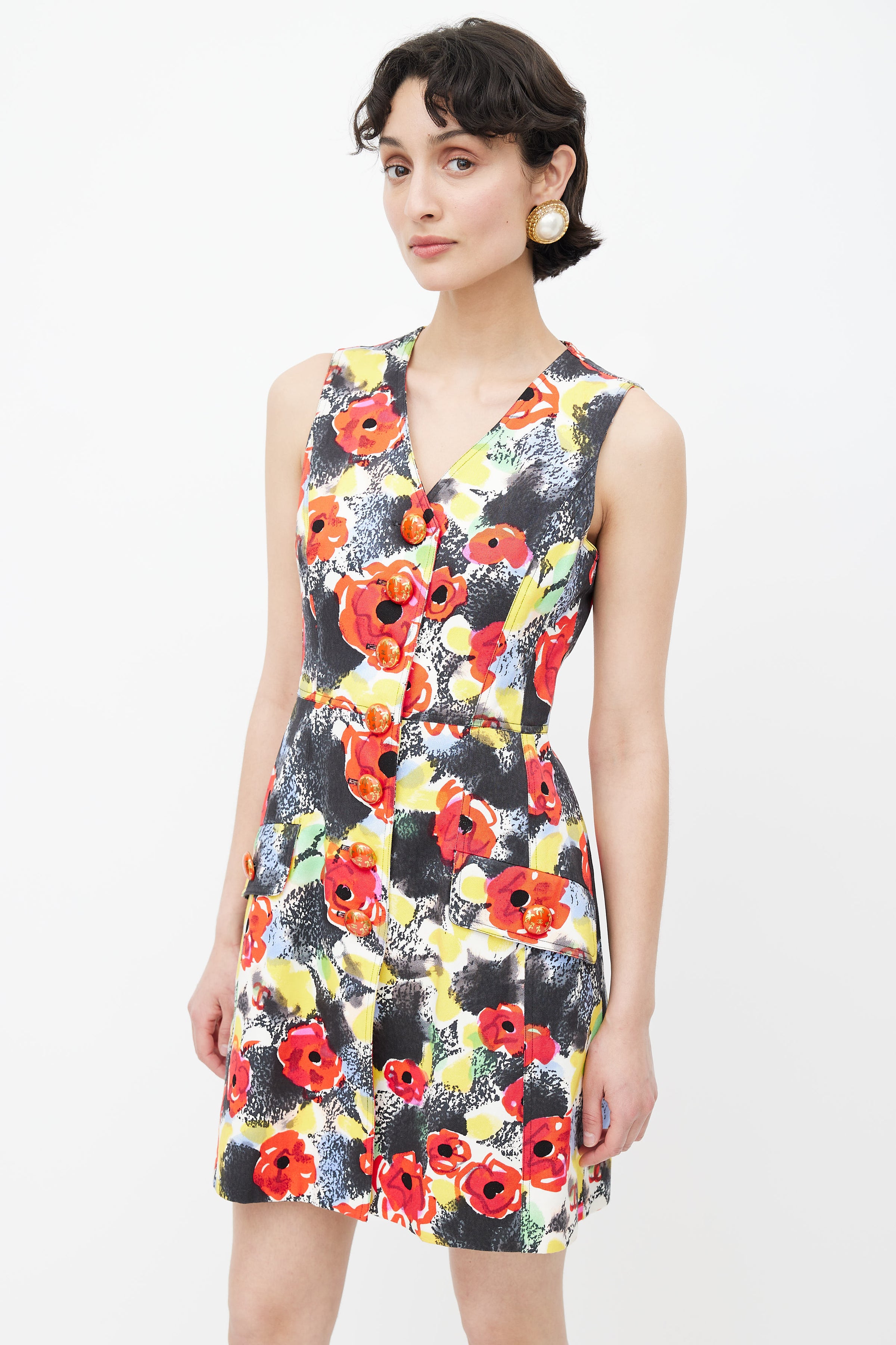 Chanel // SS 1997 Black & Multicolour Floral Dress – VSP Consignment