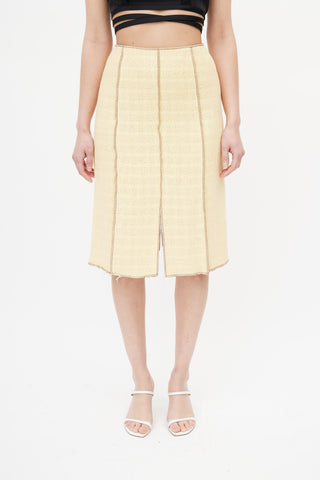 Chanel Spring 1999 Yellow & Brown Tweed Skirt