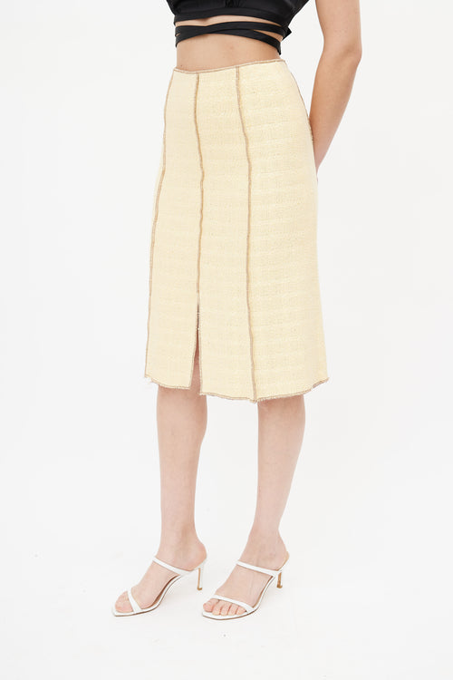 Chanel Spring 1999 Yellow & Brown Tweed Skirt