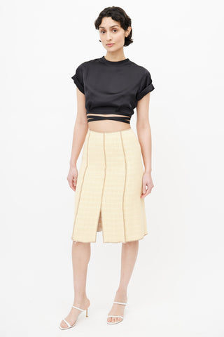 Chanel Spring 1999 Yellow & Brown Tweed Skirt