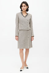 Chanel Spring 2003 Black & Cream Tweed Skirt Suit