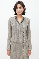 Chanel Spring 2003 Black & Cream Tweed Skirt Suit