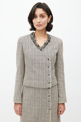 Chanel Spring 2003 Black & Cream Tweed Skirt Suit