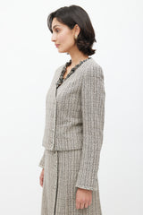Chanel Spring 2003 Black & Cream Tweed Skirt Suit