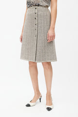 Chanel Spring 2003 Black & Cream Tweed Skirt Suit