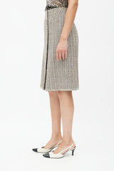 Chanel Spring 2003 Black & Cream Tweed Skirt Suit