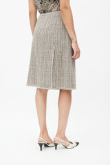 Chanel Spring 2003 Black & Cream Tweed Skirt Suit