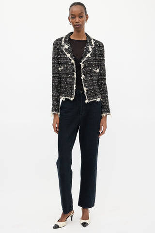 Chanel Spring 2005 Black & Cream Tweed Jacket