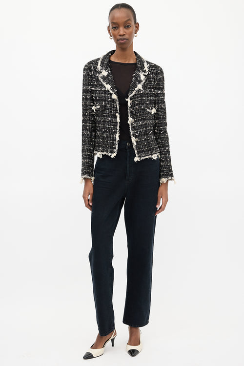 Chanel Spring 2005 Black & Cream Tweed Jacket