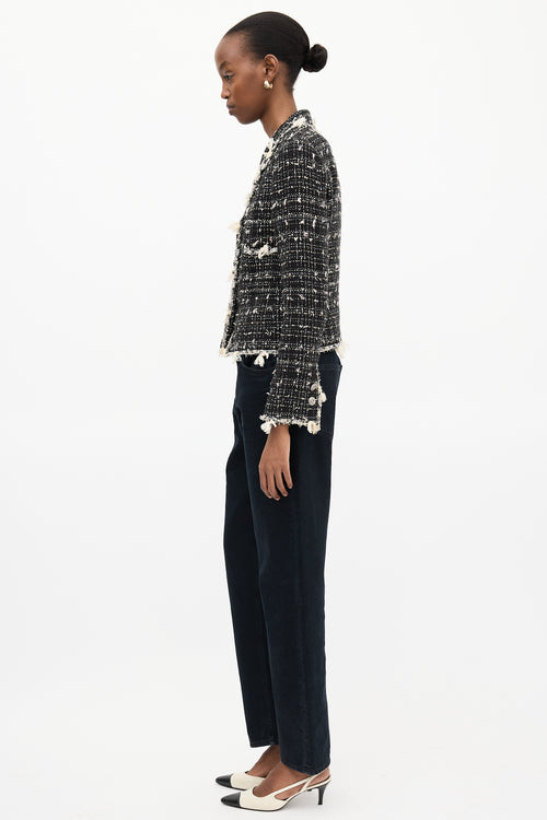 Chanel Spring 2005 Black & Cream Tweed Jacket