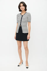 Chanel Spring 2005 White & Black Ribbed Cardigan
