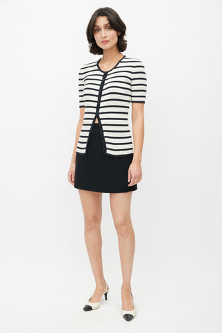 Chanel Spring 2005 White & Black Ribbed Cardigan