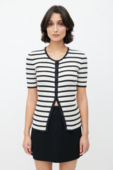 Chanel Spring 2005 White & Black Ribbed Cardigan