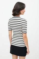 Chanel Spring 2005 White & Black Ribbed Cardigan
