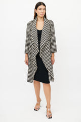 Chanel Spring 2006 Black & White Silk Houndstooth Coat