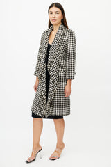 Chanel Spring 2006 Black & White Silk Houndstooth Coat
