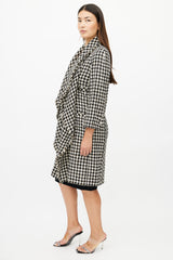 Chanel Spring 2006 Black & White Silk Houndstooth Coat