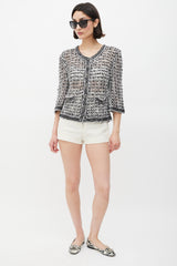 Chanel Spring 2007 Black & White CC Mesh Cropped Jacket