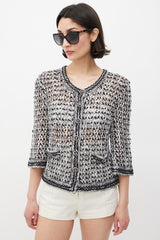 Chanel Spring 2007 Black & White CC Mesh Cropped Jacket