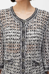 Chanel Spring 2007 Black & White CC Mesh Cropped Jacket