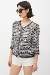 Chanel Spring 2007 Black & White CC Mesh Cropped Jacket