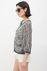 Chanel Spring 2007 Black & White CC Mesh Cropped Jacket