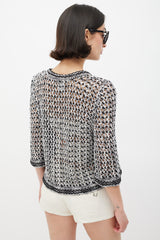 Chanel Spring 2007 Black & White CC Mesh Cropped Jacket