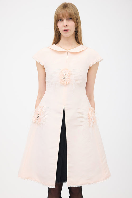 Chanel Spring 2011 Silk Satin Floral Feather Dress
