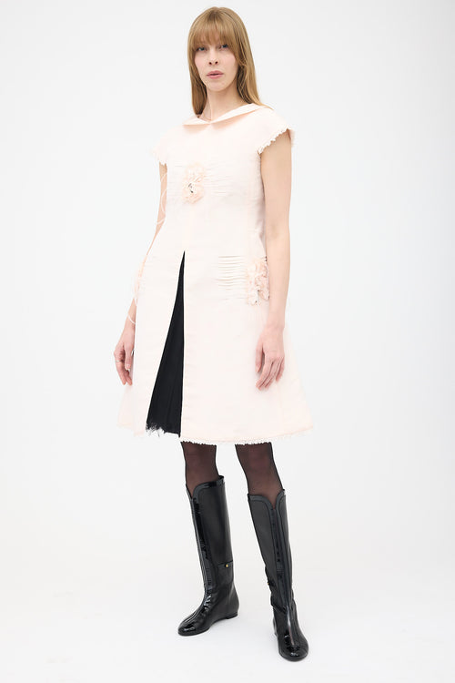 Chanel Spring 2011 Silk Satin Floral Feather Dress