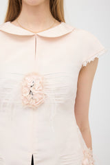 Chanel Spring 2011 Silk Satin Floral Feather Dress