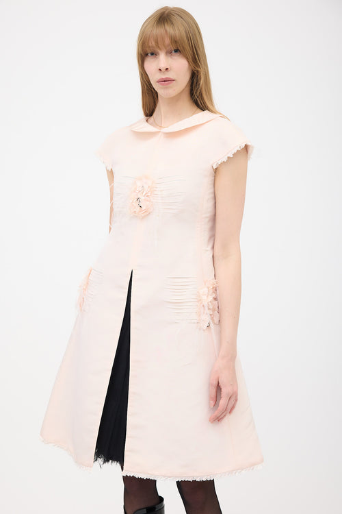 Chanel Spring 2011 Silk Satin Floral Feather Dress