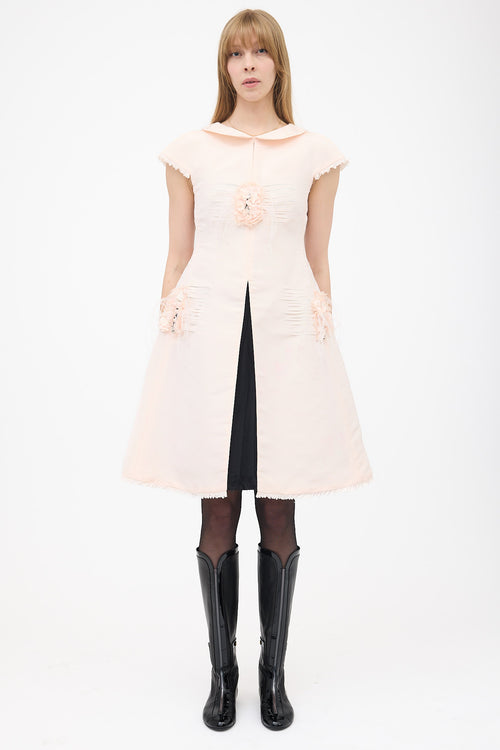 Chanel Spring 2011 Silk Satin Floral Feather Dress