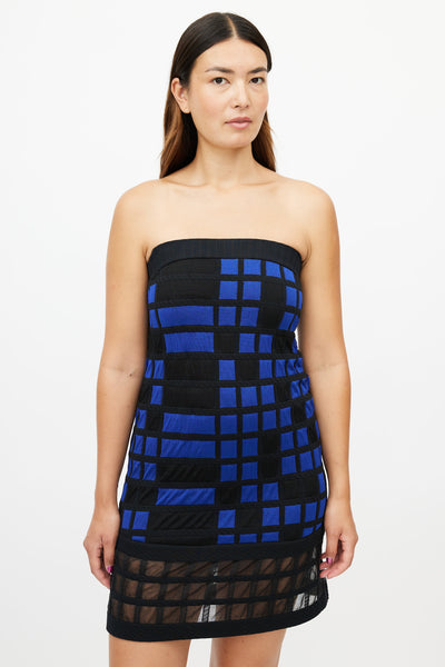 Chanel // Spring 2013 Black & Blue Checked Strapless Dress – VSP Consignment