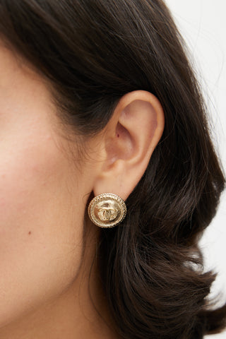 Chanel Spring 2014 Gold CC Button Earring